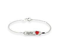 Herzarmband Baby Mädchen Kinder Armband mit Gravur 925 Silber 14cm ideales Kinderarmband zur Geburt Taufe Taufgeschenk für Mädchen personalisierte Wunschgravur Glücksbringer oder Kommunion …