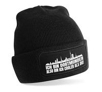 Herzbotschaft Beanie Strickmütze mit Spruch | Ich Bin Dortmunder Also Bin ich Cooler als du! | schwarz | weiche und warme Fußball Mütze für Dortmund | Skyline | SoftTouch Einheitsgröße für Erwachsene