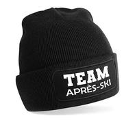 Herzbotschaft Beanie Strickmütze mit Spruch | Team Après-Ski | Farbwahl | Unisex SoftTouch angenehm weiche und warme Wintermütze | OneSize Einheitsgröße für Erwachsene