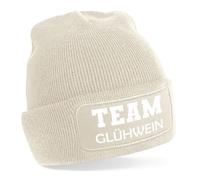 Herzbotschaft Beanie Strickmütze mit Spruch | Team Glühwein | Farbwahl | Unisex SoftTouch angenehm weiche und warme Wintermütze | OneSize Einheitsgröße für Erwachsene