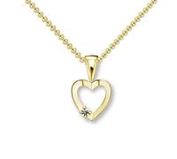 Herzchen Kette Gelbgold 333 mit Zirkonia + inkl. Luxusetui mit GRAVUR + Goldanhänger echt Gold Herzkette mit Stein wie Diamant Herz Anhänger Herzanhänger Goldkette FF510 GG333ZIFA45