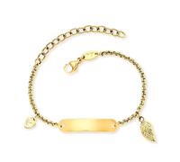 Herzengel Gravur Armband Edelstahl Goldplattiert HEBS-ID-WING-G