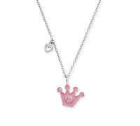 Herzengel Halskette Edelstahl, Emaille HENS-GLITTERCROWN Pink, Rosa