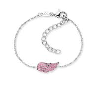Herzengel Kinder Armband Glitzerflügel - 925er Silber, rhodiniert & mit Emaille verziert - Schutzsymbol für Mädchen - verstellbar (12 + 4 cm), HEB-GLITTERWING