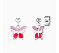 Herzengel Kinder Ohrstecker Schmetterling - Edelstahl mit IP-Rhodium & bunter Emaille - Mädchenohrringe mit Schmetterlingsmotiv - nickelfrei & allergikerfreundlich, HEES-PINKBUTTERF-ST