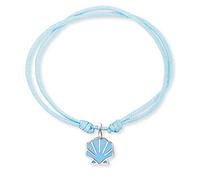 Herzengel Mädchen Kinder Armband aus hellblauem Nylon und einem Muschel Anhänger aus blauer Emaille - Ösenverschluss - längenverstellbar - nickelfrei