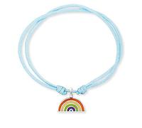Herzengel Mädchen Kinder Armband aus hellblauem Nylon und einem Regenbogen Anhänger aus bunter Emaille - Ösenverschluss - längenverstellbar - nickelfrei