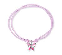 Herzengel Mädchen Kinder Armband aus rosa Nylon und einem Schmetterling Anhänger aus rosa Emaille - Ösenverschluss - längenverstellbar - nickelfrei