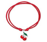 Herzengel Mädchen Kinder Armband aus rotem Nylon und einem Kirsch Anhänger aus roter Emaille - Ösenverschluss - längenverstellbar - nickelfrei