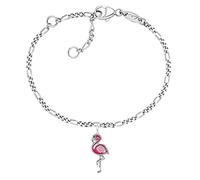Herzengel Mädchen Kinder Armband aus Sterling Silber und einem Anhänger mit rosa Flamingo aus Emaille - Karabinerverschluss - längenverstellbar - nickelfrei