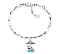 Herzengel Mädchen Kinder Armband - Sterling Silber & Karussel aus Emaille Anhänger - Karabinerverschluss - Längenverstellbar - Nickelfrei