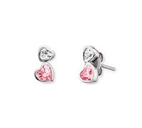 Herzengel Mädchen Kinder Ohrstecker Ohrringe aus Sterling Silber mit jeweils zwei Herzen aus Zirkonia Steinen - Steckverschluss - nickelfrei
