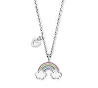 Herzengel Regenbogen Halskette Kinder Edelstahl IP Rhodium - Bunte Emaille Kette Mädchen Schmuck Geschenk