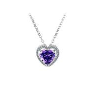 Herzförmige Amethyst-Halskette für Damen, 925er-Schmuck, lila Edelstein-Anhänger, Schlüsselbeinkette, Herz des Meeres