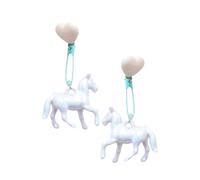 Herzförmige Büroklammer Pferde Ohrringe Lang Harz Baumelnd Punk Stile Tropfen Geeignet Für Jugendliche Frauen Musik Festival Zubehör