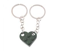 Herzförmiger Schlüsselanhänger aus LEGO Steinen - Das perfekte Valentinstagsgeschenk - 14 Farben - Armeegrün