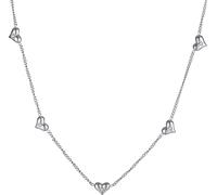 Herzkette FIRETTI "Schmuck Geschenk Edelstahl Halsschmuck Halskette Ankerkette Herz", silber (edelstahlfarben, kristallweiß), Halsketten, Damen, Edelstahl, L: 44, Herzkette, mit Zirkonia (synth.) (245