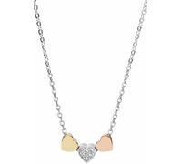 Herzkette FOSSIL "Schmuck Geschenk Edelstahl Halskette VINTAGE MOTFIS", gold (silberfarben, goldfarben, roségoldfarben, kristallweiß), Halsketten, Damen, Edelstahl, L: 46,5, Herzkette, mit Glasstein (