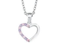 Prinzessin Lillifee Halskette Herz-Anhänger – 925 Sterling Silber, Zirkonia, lila, 38cm, Mädchen
