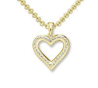 Herzkette Gold 925 Kette Zirkonia Stein Damen +GRATIS Etui mit Gravur Echt Herzanhänger Herzchenkette Halskette Goldkette Gelbgold vergoldet Herz Anhänger Frau Frauen Freundin klein FF522