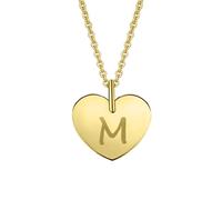 Herzkette ONE ELEMENT "Halskette - Herzkette mit Herz mit Gravur M Buchstaben Anhänger", gold, Halsketten, Damen, Gelbgold 333 Gold, Gelbgold 333, Gold, Herzkette, Ein Geschenk von Herzen - zart, eleg
