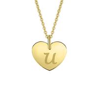Herzkette ONE ELEMENT "Halskette - Herzkette mit Herz mit Gravur U Buchstaben Anhänger", gold, Halsketten, Damen, Gelbgold 333 Gold, Gelbgold 333, Gold, Herzkette, Liebevoll gearbeitet - ein schönes G