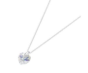 Herzkette SMART JEWEL "mit Kristall Stein in Herzform, Silber 925", bunt, Halsketten, Damen, 43cm, Silber 925 (Sterlingsilber), Herzkette (86085529-0) bunt