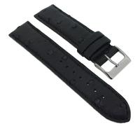 Herzog Echt Strauß Uhrenarmband schwarz Leder Ton in Ton Naht