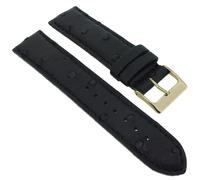 Herzog Echt Strauß Uhrenarmband schwarz Leder Ton in Ton Naht