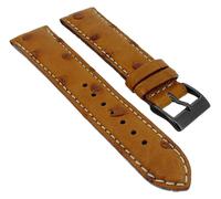 Herzog Echt Strauß Uhrenarmband XL braun Leder helle Naht > handgenäht
