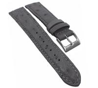 Herzog Echt Strauß Uhrenarmband XL gepolstert weiches Straußleder grau