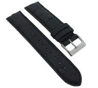 Herzog Echt Strauß Uhrenarmband XL schwarz Leder helle Naht > handgenäht