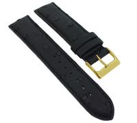 Herzog Echt Strauß Uhrenarmband XL schwarz Leder helle Naht > handgenäht