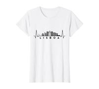 Herzschlag Skyline Portugal-Lissabon-Lisboa Preisgünstiges Grafik-T-Shirt, Damen, Weiß, XL