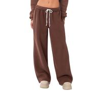 HeSaYep Damen-Sweathose mit Fleecefutter, weites Bein, Thermohose, Winter, warm, Baggy-Sweathose mit Taschen, Kaffee, Groß