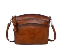 HESHE Crossbody Taschen für Frauen Echtes Leder Geldbörsen mit Multi-Taschen Vintage Damen Kleine Schulter Umhängetasche, Braun, Small
