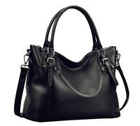 HESHE Damen leder-handtaschen-schulter-einkaufstasche top griff taschen schulranzen designer damen geldbörsen cross-body-tasche Schwarz-new (L) 16.5" x(H) 11.0" x(W) 6.7"