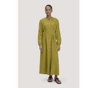 hessnatur Gewebe Hemdblusenkleid mit Taillierung Maxi aus Bio-Baumwolle mit Leinen sommermoos 40 Damen Bekleidung
