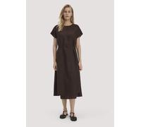 hessnatur Gewebe Kleid mit Wickeloptik Midi aus reinem Leinen kakao braun 40