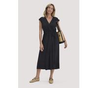 hessnatur Gewebe Kleid mit Wickeloptik Midi aus reinem LENZING ECOVERO schwarz 46 Damen Bekleidung