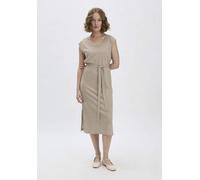hessnatur Jersey Kleid Midi Relaxed aus Leinen und Bio-Baumwolle taupe 34