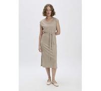 hessnatur Jersey Kleid Midi Relaxed aus Leinen und Bio-Baumwolle taupe 40