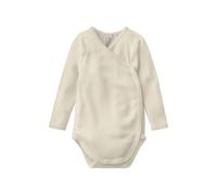 hessnatur Langarm Wickelbody Slim aus Bio-Merinowolle mit Seide natur 62/68