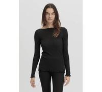 hessnatur Longsleeve Fitted WARM TOUCH aus Bio-Schurwolle und TENCEL Lyocell schwarz 38