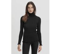 hessnatur Longsleeve mit Rollkragen Fitted WARM TOUCH aus Bio-Merinowolle und TENCEL Lyocell schwarz 42
