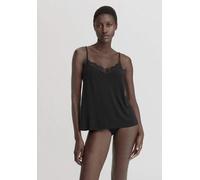 hessnatur Spaghetti-Top mit Spitze Regular aus TENCEL Modal schwarz 34