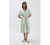 hessnatur Streifen Kleid Midi Relaxed aus reinem Leinen jadegrün 34