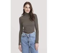 hessnatur Streifen Softrib Longsleeve Fitted aus Bio-Baumwolle und Modal taupe 48