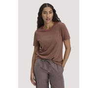 hessnatur Streifen T-Shirt Relaxed aus Leinen mit reiner Bio-Baumwolle mocca 48 Damen Bekleidung