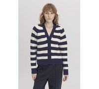 hessnatur Strickjacke Streifen Relaxed aus Bio-Merinowolle mit Bio-Baumwolle marine S